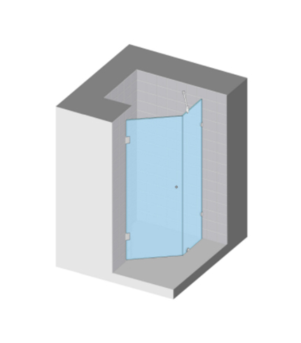 Trapezoid corner · hinged door (2 panels)