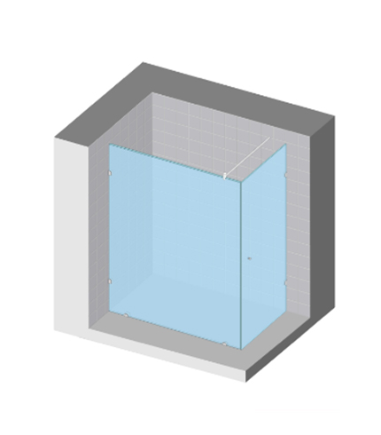 Corner enclosure · hinged door (2 panels)
