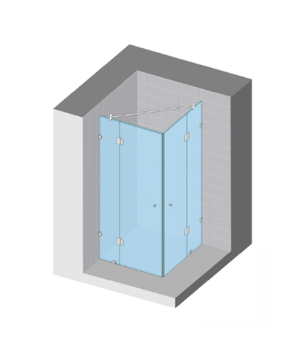 Corner cabin · hinged doors (4 panels)