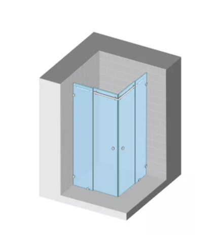 Corner cabin · sliding door (4 panels)