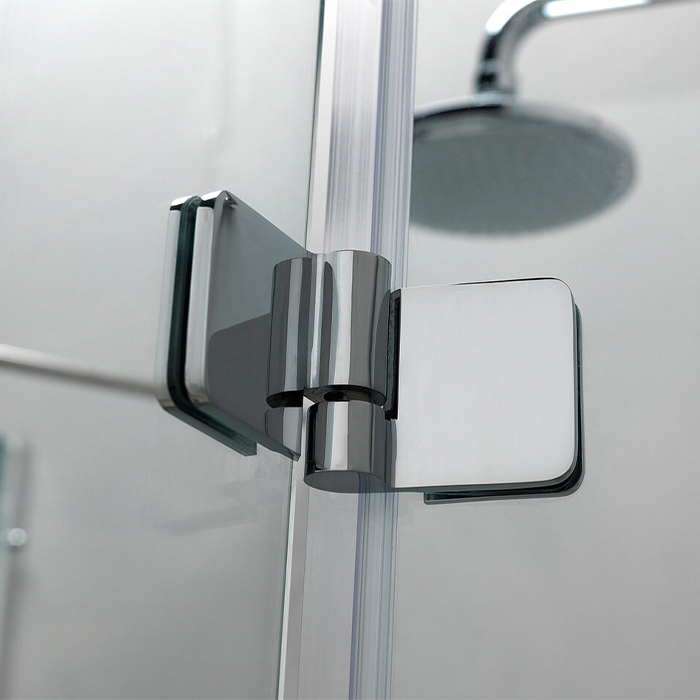 Chrome glass-to-glass hinge
